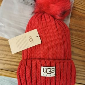 New Red Ugg womens beanie pompom winter warm